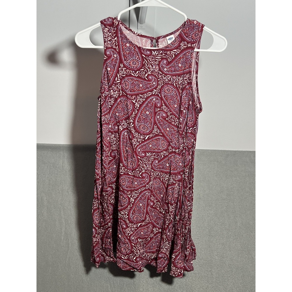 Old Navy Women's M‎ Petite Red Paisley Sleeveless Keyhole Back Mini Dress